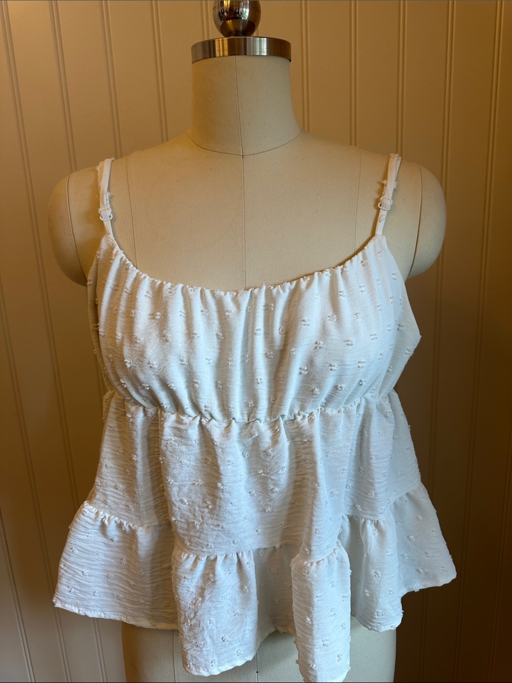 Altar'd State White Textured Ruffle Cami